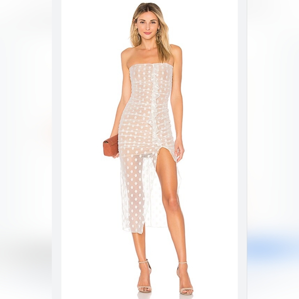MAJORELLE White Polka Dot Mini Dress